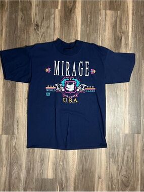 Vintage 90s USA Made Mirage Casino Las Vegas Navy Blue Heavyweight T-Shirt XL
